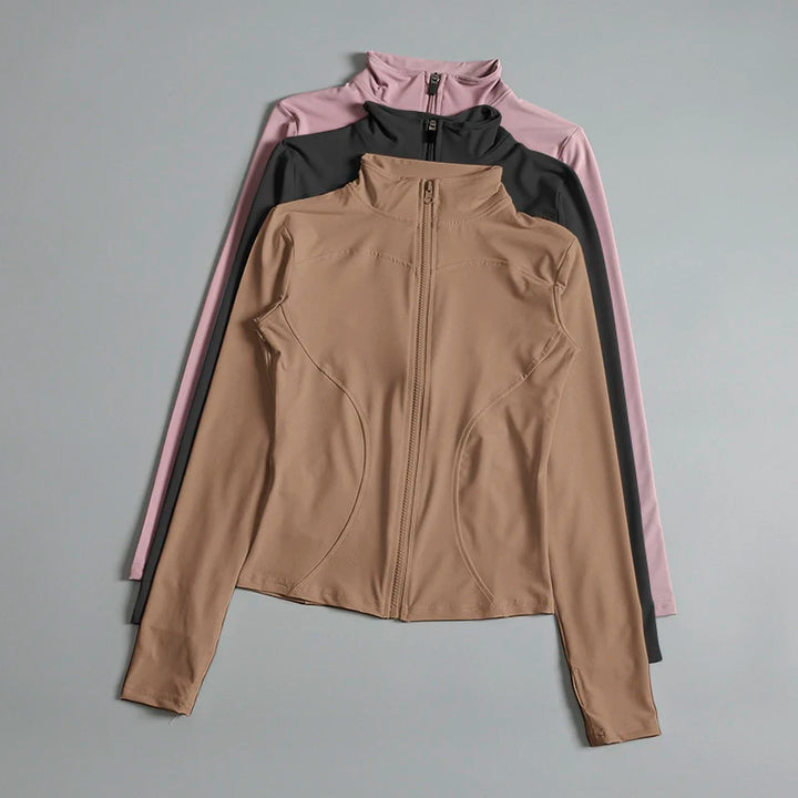 Women Zip Fitness Yoga Shirt Long Sleeve Sports Jacket Gym Top...