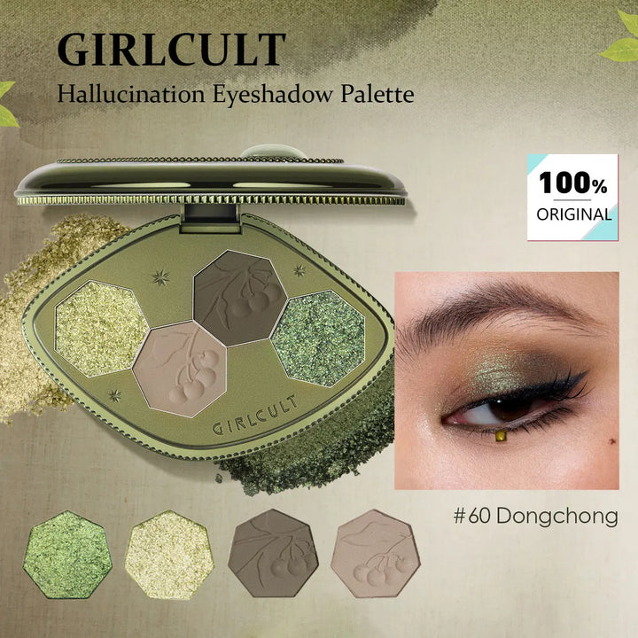 Girlcult Hallucination Eyeshadow Palette 60 Dongchong,Hallucination Powder Texture,Fine-Milled Pigmentation,Dimensional Blending
