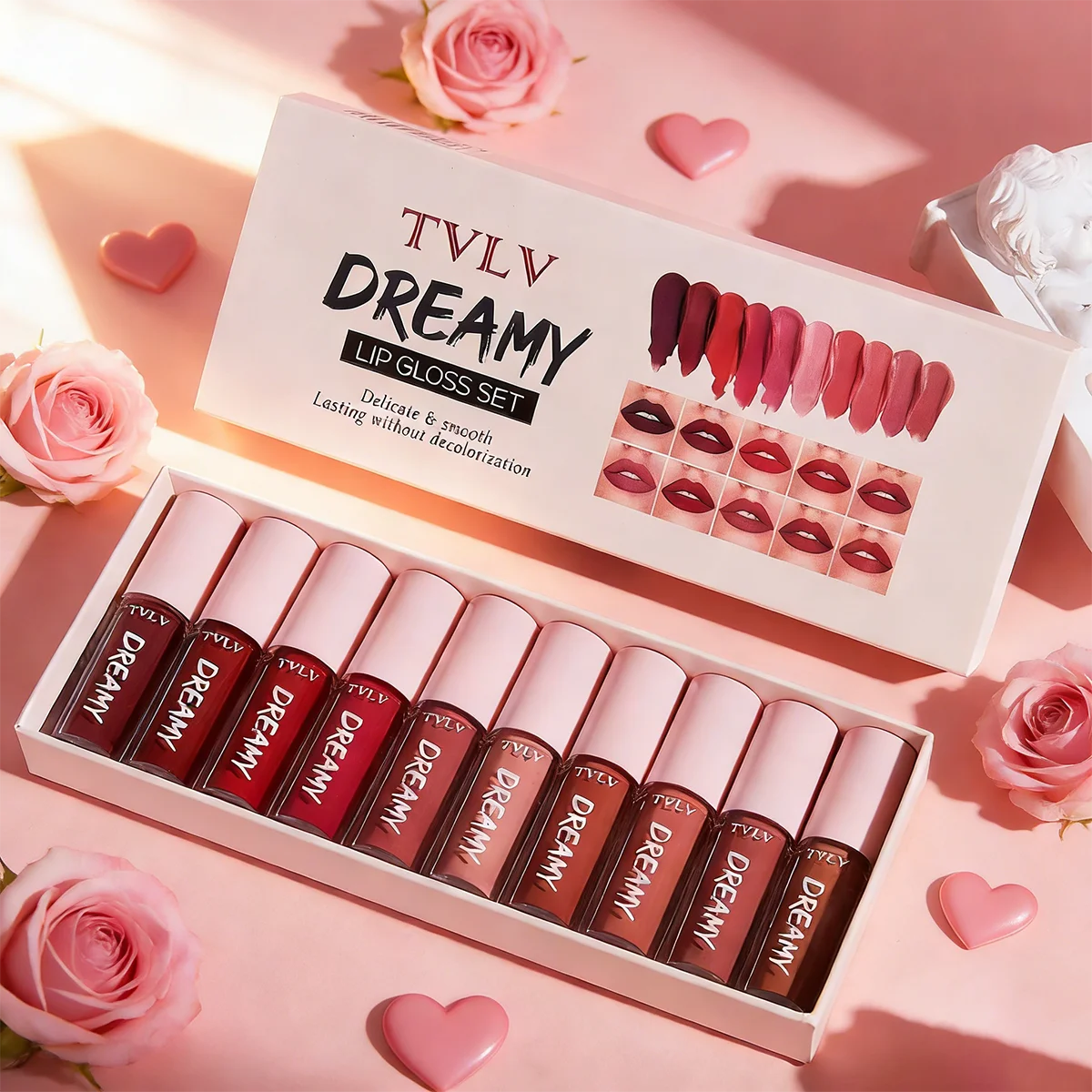 10 Pieces/Set Lip Gloss Velvet Lipstick: Waterproof and Long-L...