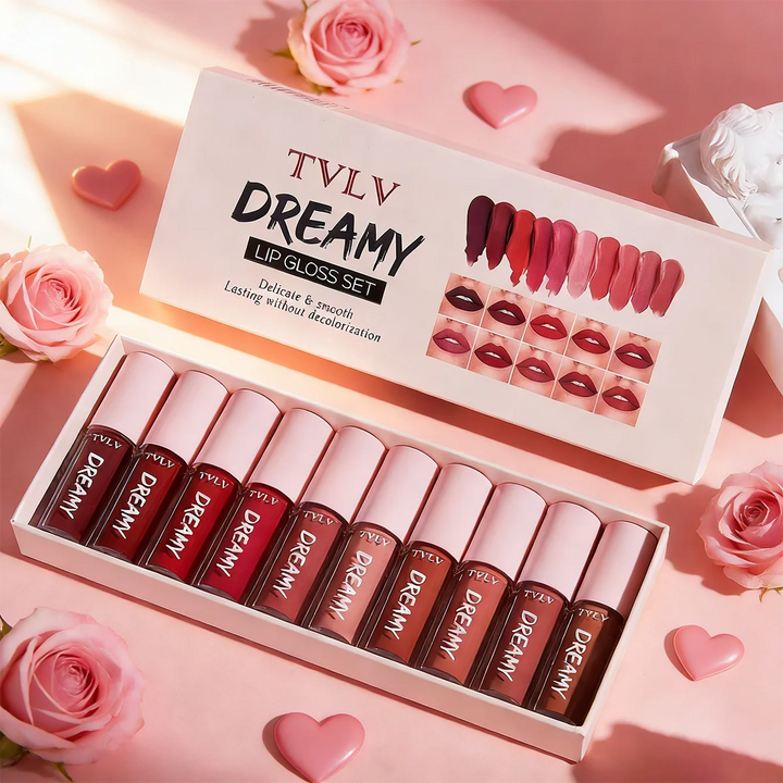 10 Pieces/Set Lip Gloss Velvet Lipstick: Waterproof and Long-L...