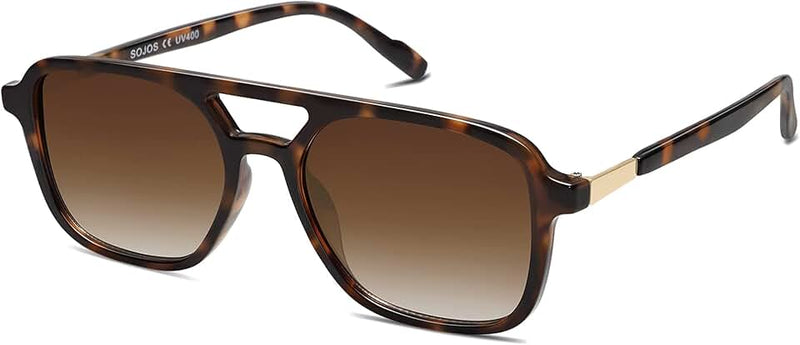 SOJOS Retro Aviator Sunglasses for Women Men,Trendy Rectangle Womens Mens Shades Sun Glasses SJ2202 Global Recycled Stan