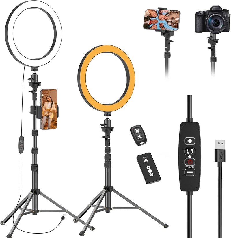 EMART 10" Ring Light with 55" Extendable Tripod Stands and Phone Holder, Dimmable LED Circle Round Light for Selfie Camera Photography/Makeup/YouTube Video/Vlogging/Live Streaming