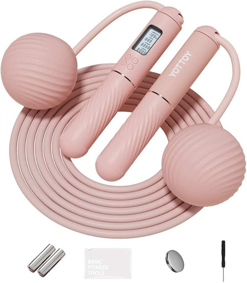 YOTTOY Skipping Ropes for Adults -Cordless Counter Jump Rope with Large Cordless Ball-Weighted Jump Rope for Women with