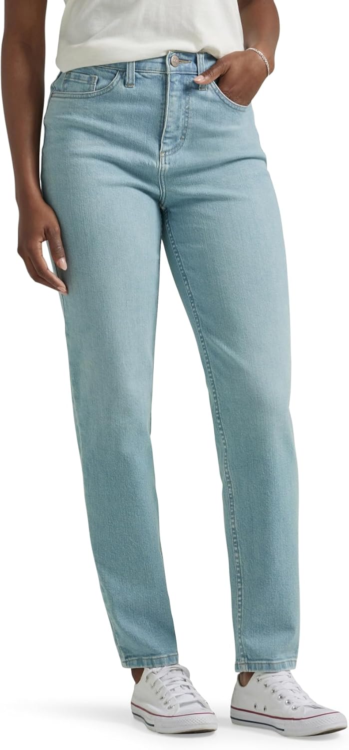 Lee Women's Legendary Mom Jean in One Tone, High Rise, Straight Leg, Size S
