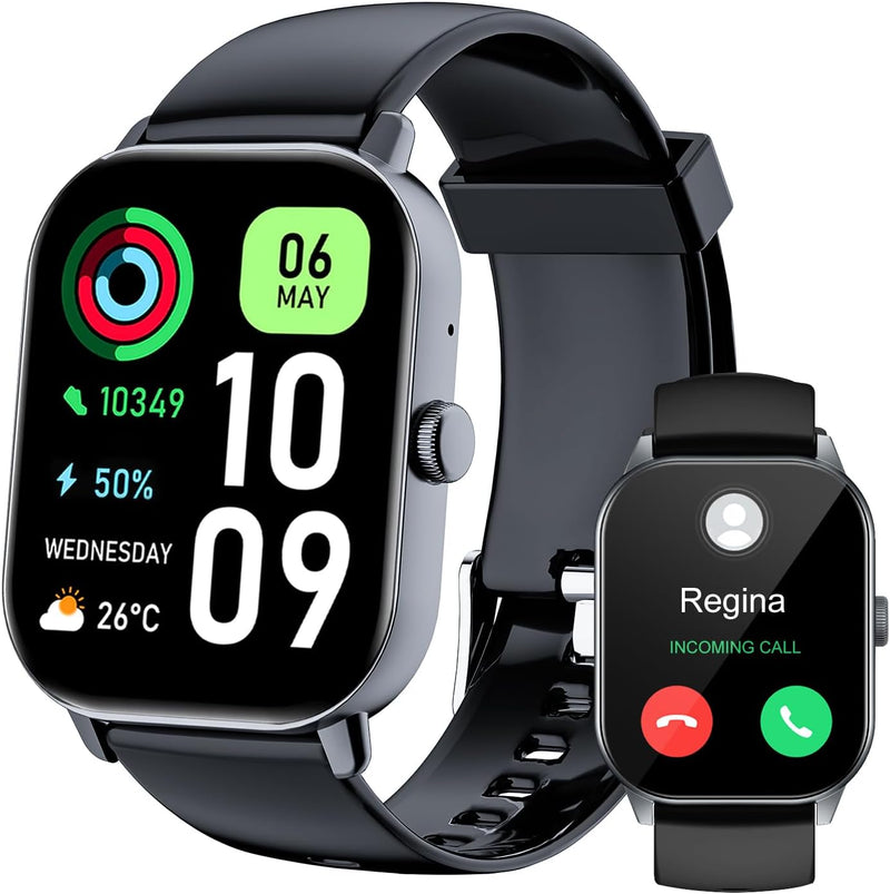 1.91" Smart Watch for Men,smart Watches for Women,Fitness Tracker with Message Call Function,120+ Sport Modes, IP68 Waterproof,24 Hours Heart Rate/Sleep Monitor,for Android/iOS (Black)