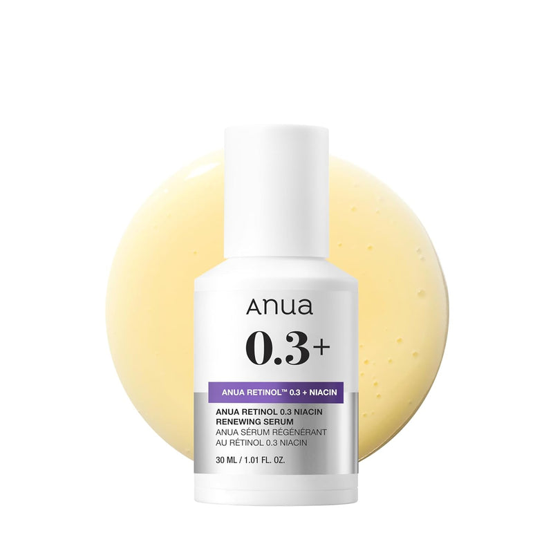 Anua Retinol Serum for Smooth & Renewed Skin, 0.3% Retinol, 5% Niacinamide, Hydration & Glass Skin, Gentle for Beginners, Korean Skincare, 1.01 fl oz
