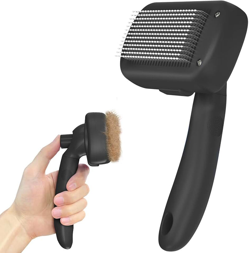 Dipoo Self Cleaning Shedding Brush - Skin Friendly Grooming Tool for Dogs, Cats, and Puppies, Deshedding and Hair Remova