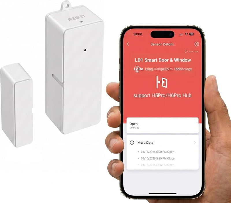 MOCREO LD1 LoRa Smart Door Window Sensor, 2000ft Ultra-Long Range, 5-Year Battery Life, Door Left Open Alert, Anti-False