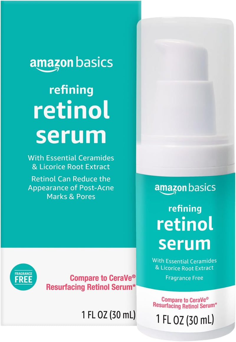 Amazon Basics Retinol Serum for Face, Pore Minimizer, Fast Absorbing Formula, 1 Fluid Ounce, 1-Pack