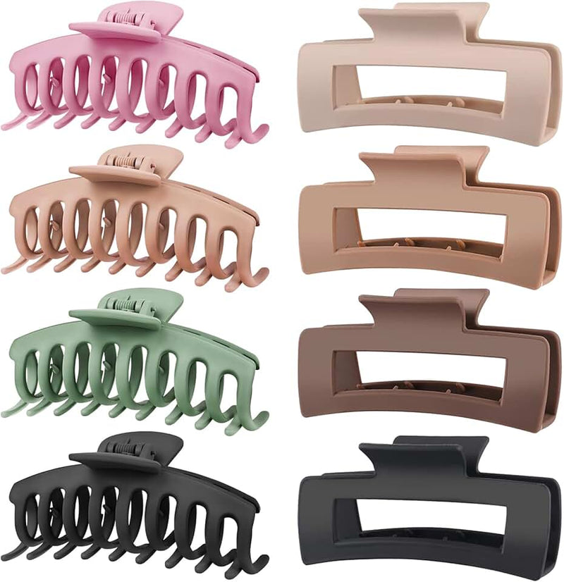 TOCESS 8 Pack Big Hair Claw Clips for Women Large Claw Clip for Thin Thick Curly Hair 90's Strong Hold 4.33 Inch Nonslip