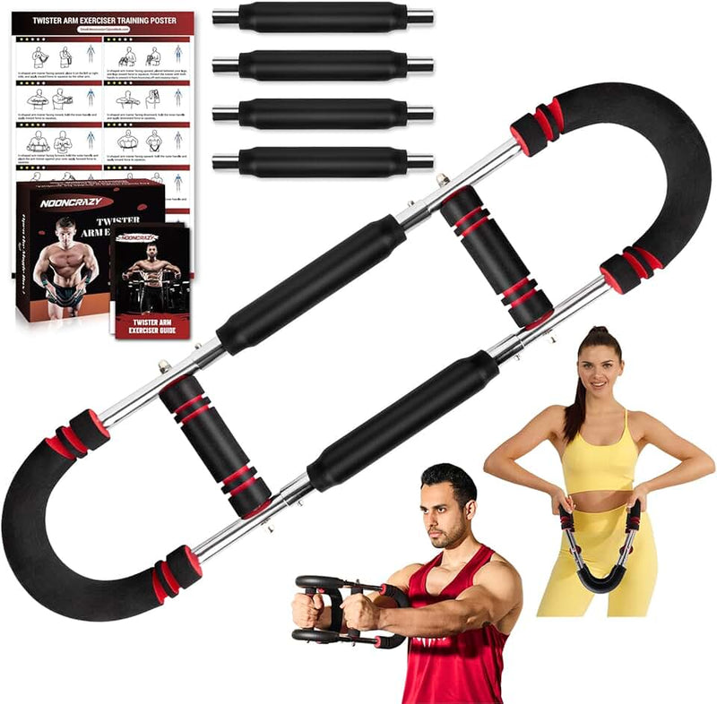 Twister Arm Trainer, 30-120 lbs Adjustable Twister Arm Chest Exerciser with 4 Spring & Poster for Men & Women, Detachabl
