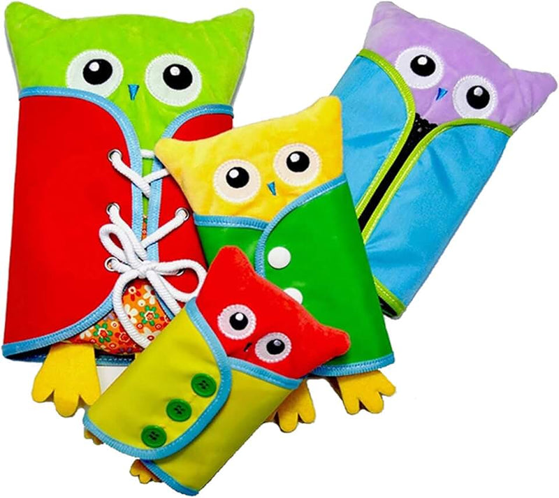Learn to Dress Owl Doll Toys Kids Early Learning Basic Life Skills Busy Boards - Lace, Snap, Button, Zip for Preschool E