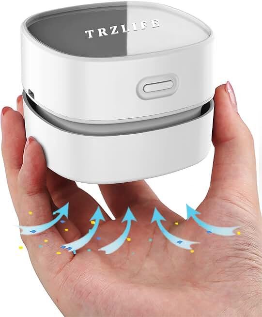TRZLIFE USB Rechargeable Mini Desk Crumb Vacuum, Portable Cordless Desktop Cleaner for Keyboard, Desktop, Countertop, Dr
