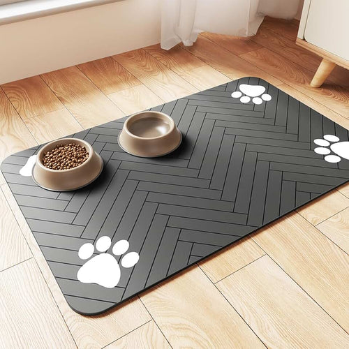 Pet Feeding Mat-Absorbent Pet Placemat for Food and Water Bowl, with Waterproof Rubber Backing, Quick Dry Water Dispense