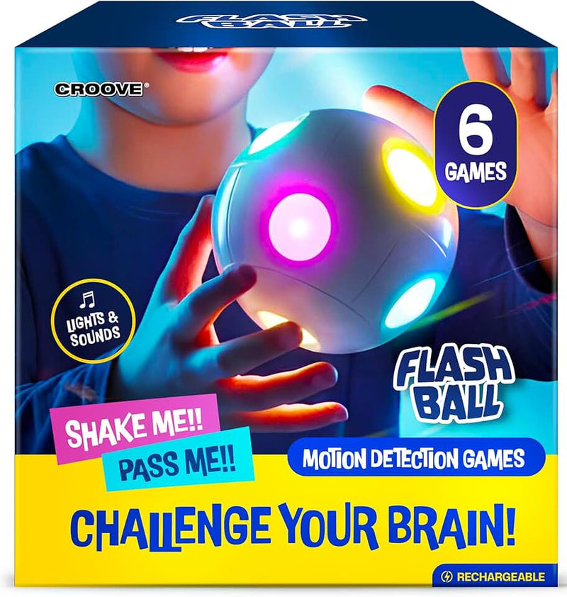 Handheld Light-Up Brain & Memory Action Ball - 6 Fun Fast-Paced Games for Kids - Rechargeable - Boys Toys Age 8-10 - Coo