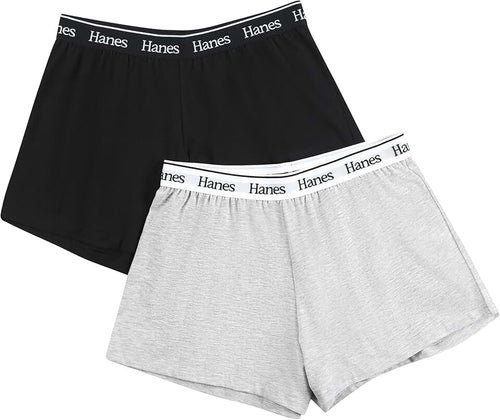 Hanes Womens Originals Pajama Shorts Pack, 2-Pack, Comfywear Pajamas for Women Set, Loungewear Clothing, Sleep Shorts