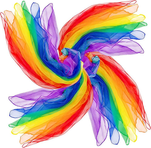 AIVIAI Juggling Scarves for Kids Play 24 Pcs Dance Music Scarfs Colorful Silk Actives Scarves Rhythm Band Scarves for To