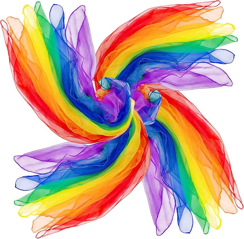 AIVIAI Juggling Scarves for Kids Play 24 Pcs Dance Music Scarfs Colorful Silk Actives Scarves Rhythm Band Scarves for To