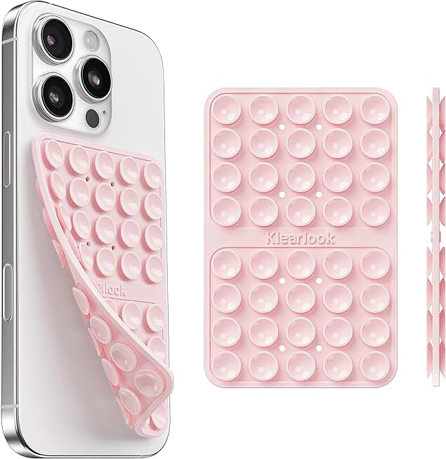Klearlook Silicone Double-Sided Suction Cup Phone Case Detachable Mount, Sticky Phone Grip with Higher Suction Power for