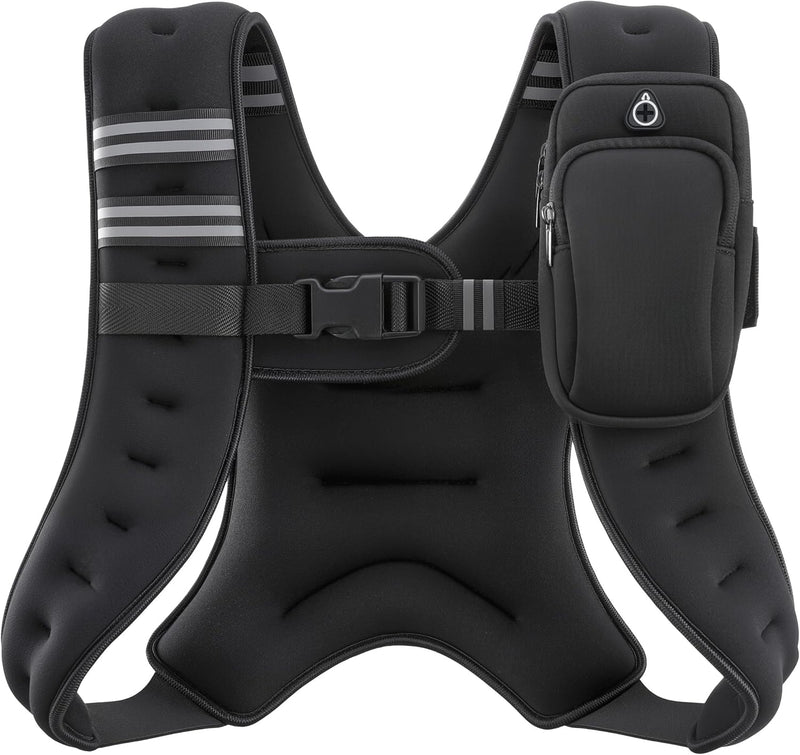 ZELUS Weighted Vest, 6lb/8lb/12lb/16lb/20lb/25lb/30lb Weight Vest with Reflective Stripe for Workout, Strength Training, Running, Fitness, Muscle Building, Weight Loss, Weightlifting