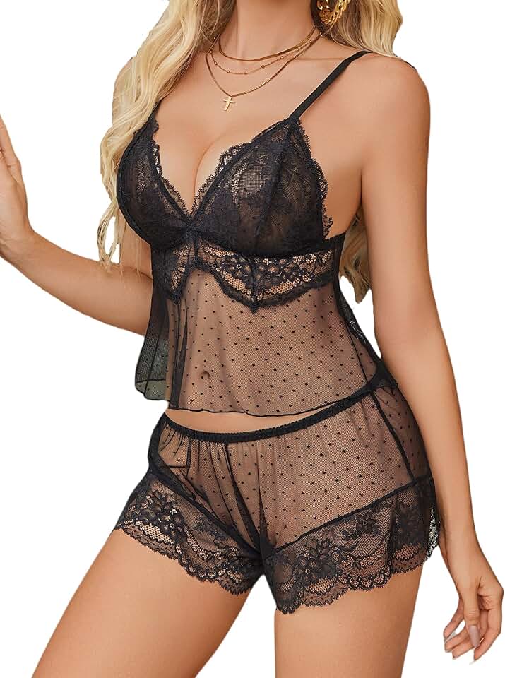 Avidlove Women Lace Pajamas Lingerie Set Sexy Cami Shorts Sets Mesh Sleepwear 2 Piece S-XXL Global Recycled Standard