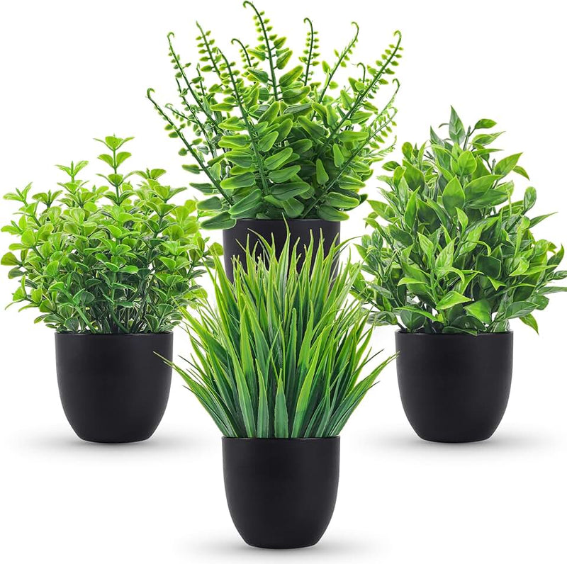 Der Rose Fake Plants 4 Packs Artificial Plants Small Faux Plants Black Bathroom Accessories for Halloween Bathroom Home