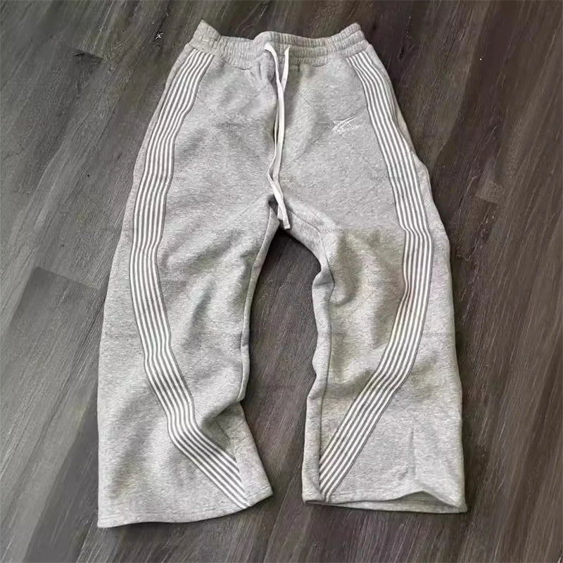 Casual Loose Straight Leg Pants Striped 2025 Summer Fashion Trend Brand Street Hip-hop Jogging Men's Women's Harajuku Sw