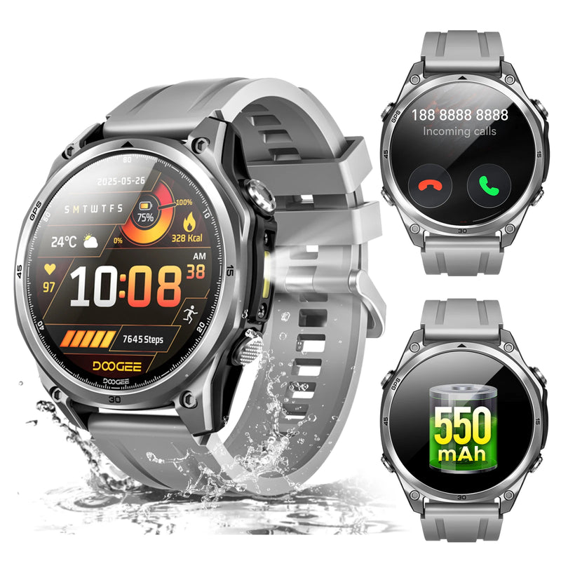 DOOGEE ANYWISE W1 Smart Watch 5ATM Water Resistance 178 Sports Modes 24h-Health Monitoring Dual-frequency GPS Reminder f
