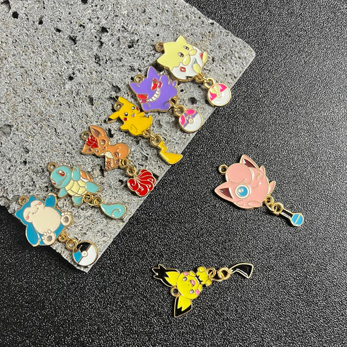 8pcs Pokemon Pikachu Gengar Cartoon Charms Enamel Alloy Metal Jewelry Accessories Kit for Necklace Earrings Keychains DI