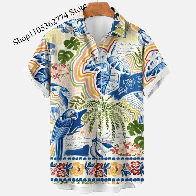 Hawaiian Shirts For Men Fashion Comfortable Unisex Short Sleeve Tops Beach Travel Surf Casual Shirts Oversized Men's Shi
