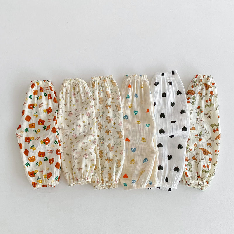 Anti Mosquito Pants For Children Clothing Summer New Style Kids Girl's Floral Trousers Loose Casual Baby Harem Pants 9m-