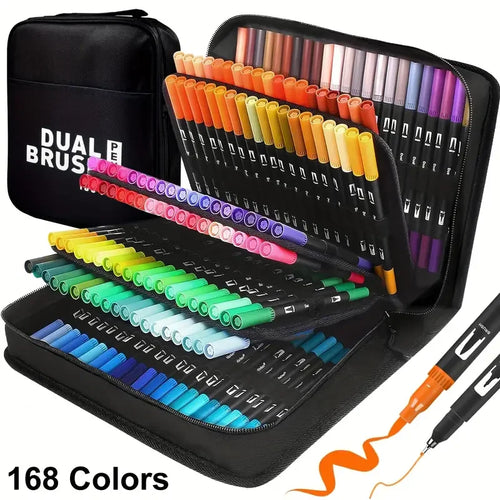 72/120/168 Colors Brush Tip Markers Art markers, Dual Tip Brush Pens Coloring Markers for Coloring Book, Brush Pens for