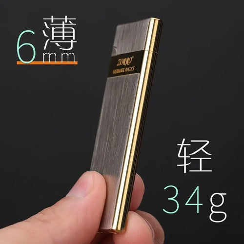 Zorro Ultra-Thin Grinding Wheel Inflatable Lighter, Metal Brushed Process, Men's Gadgets, Cigarette Accessories