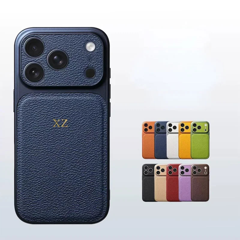 Personalise Gold Silver Initials Letter Leather Case For Iphone 15 14 13 17 pro max 14 16 Plus 17air Luxury Lens Protext