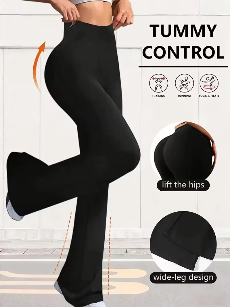 Nude High Waisted Tummy Control Butt Lifting Flare Leggings High Stretch Sports Pants Casual Outdoor Running Yoga Workou