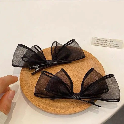 New Sweet Bowknot Hair Clips Cute Hair Accessories Mesh Bow Hairpin Headwear Headdress Bang Clip Girls