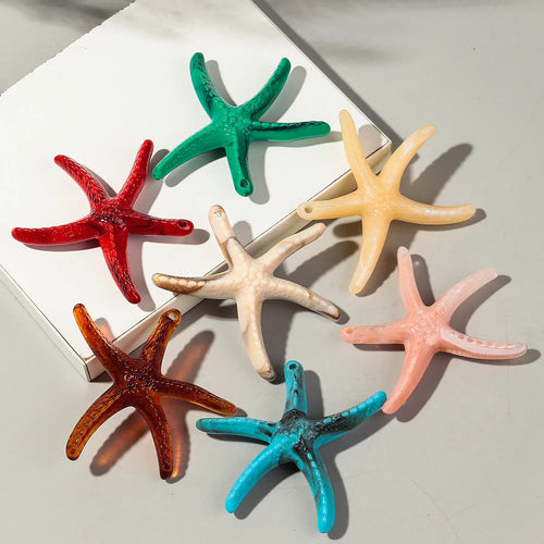 2pcs Colorful Acrylic Extra Large Starfish Shape Charms for DIY Jewelry Making Pendant Necklace Bracelet Keychain Access