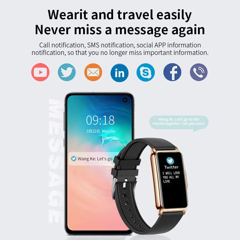 For Android IOS Smart Bracelet Women Smartwatch Men Heart Rate Blood Oxygen Waterproof Sport Smart Band Watch For Ladies