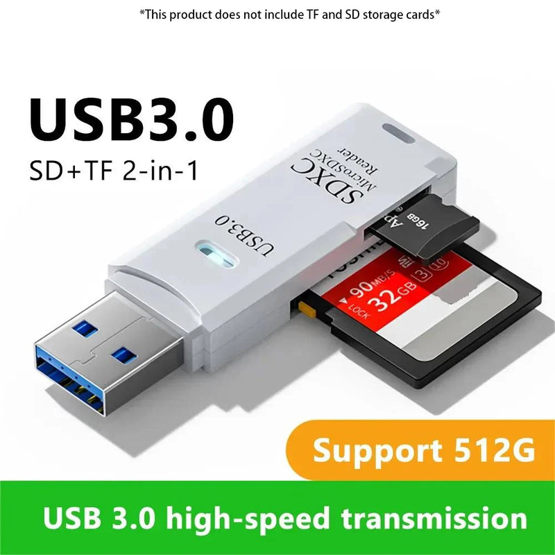 2 in 1 USB 3.0 Card Reader Micro sd card Reader usb adapter High Speed Cardreader TF Memory card For PC Laptop Accessori