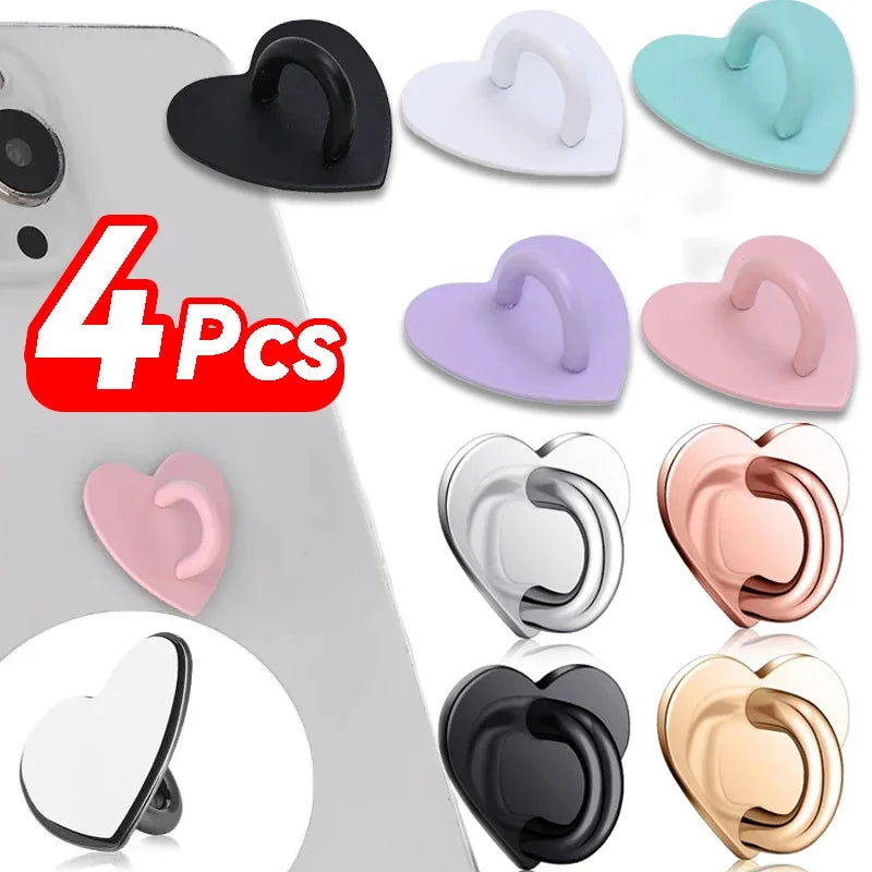 Adhesive Metal Heart Phone Charm Holder Mobile Phone Case Finger Ring Stand Hooks Buckle Charms Clas