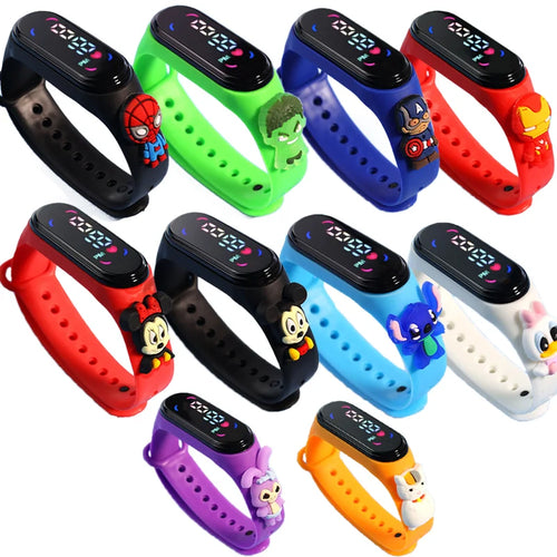 Fashion Mickey Children Watches For Girls Electronic Bracelet Sports Touch LED Spiderman Doll Kids Watch Women Waterproo