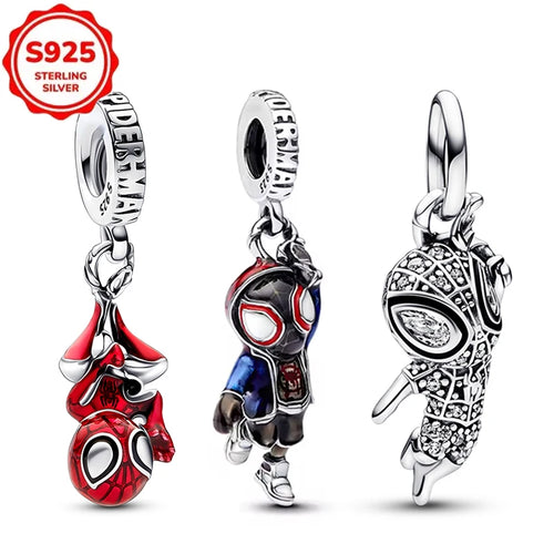 Plata De Ley 925 Silver Marvel Anime Spider-Man Charms Beads Original Women Bracelets Pendant DIY Jewelry Hot Gifts