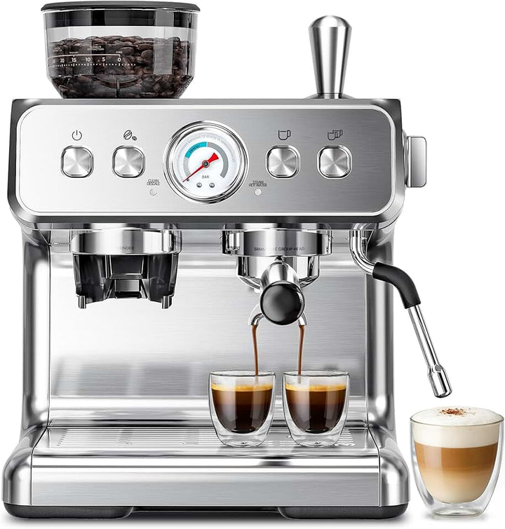 Kismile (2026 Upgrade Espresso Machine with Grinder, 20 Bar Expresso Coffee Machines with Milk Frother, Espresso machines for home, Removable Water Tank, Perfect for Cappuccino, Latte