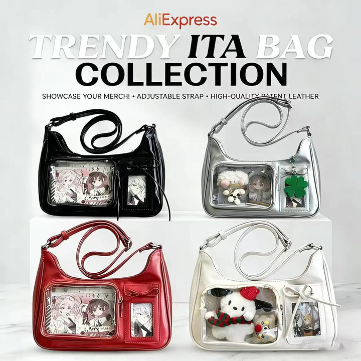 Y2k Harajuku Shoulder Bag Women Korean Transparent Ita Bag School Crossbody Bag Female Japanese Designer Preppy Handbag Purse