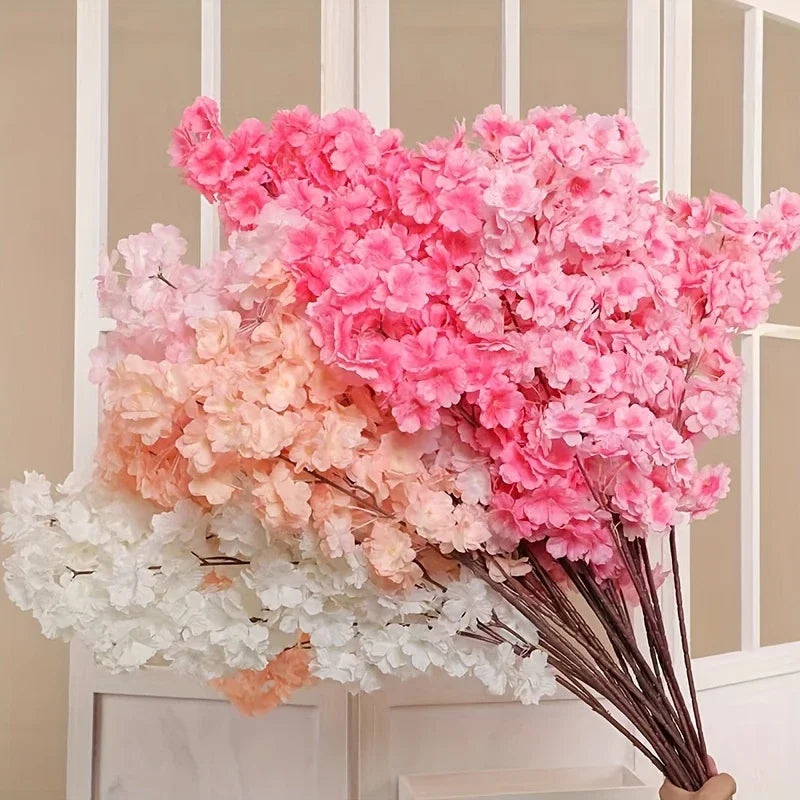 Artificial Cherry Blossom Pink White Cherry Tree Silk Flower S...