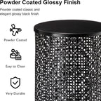 Glitzhome Outdoor Side Table Set of 2, Decorative Garden Stool for Patio Heavy Duty Metal Frame Accent Table Modern End Table, Glossy Black