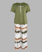 CHICME Womens Pajamas Sets 2 Piece Short Sleeve Lounge Set Printed Loose Pants Pj Sets Loungewear Set