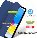 MoKo for iPad (A16) 11th Generation Case 11 Inch 2025, iPad 10th Generation Case 10.9 Inch 2022, Slim Stand Hard PC Translucent Back Shell Smart Cover, Support Touch ID, Auto Wake/Sleep, Navy Blue