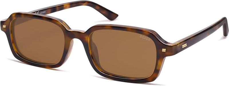 SOJOS Trendy Rectangle Polarized Sunglasses Womens Mens, Small Retro Fashion Thin Slim Square Sunnies SJ2610 Global Recy