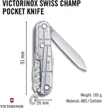 Victorinox Swiss Champ Swiss Army Knife, 33 Functions, Swiss Made Pocket Knife with Large Blade, Screwdriver, Chisel and Combination Pliers - Silvertech